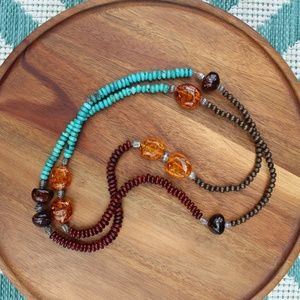 Multi Bead w/ Orange Crystal Neckalce